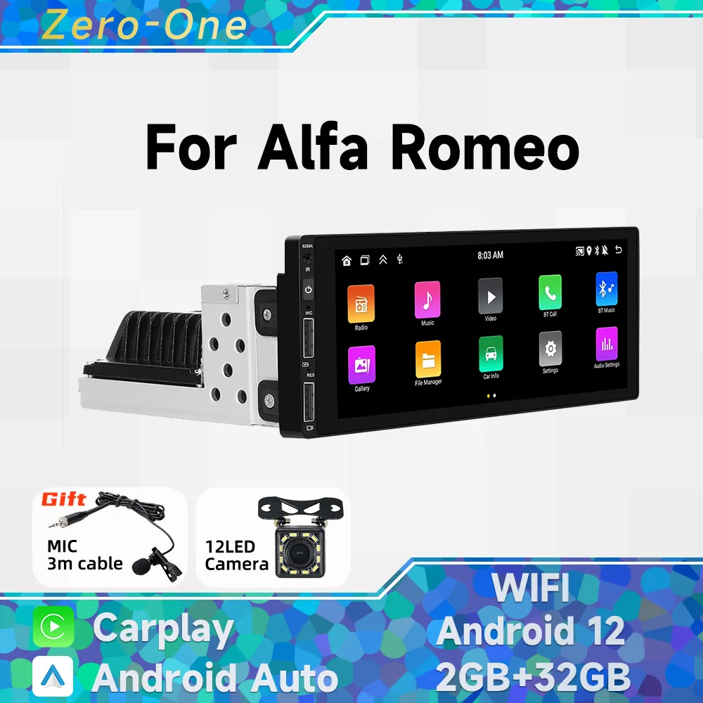 

1 Din Radio Android 13 Car Multimedia for Alfa Romeo Universal 6.9 Inch Screen Stereo Head Unit Wireless Carplay Autoradio GPS