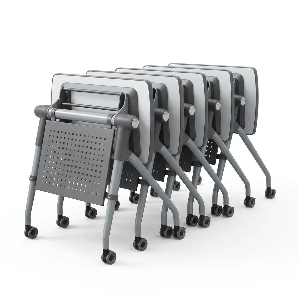 Modern Folding Mobile Training Table With Wheels And Modesty Panel For Conference