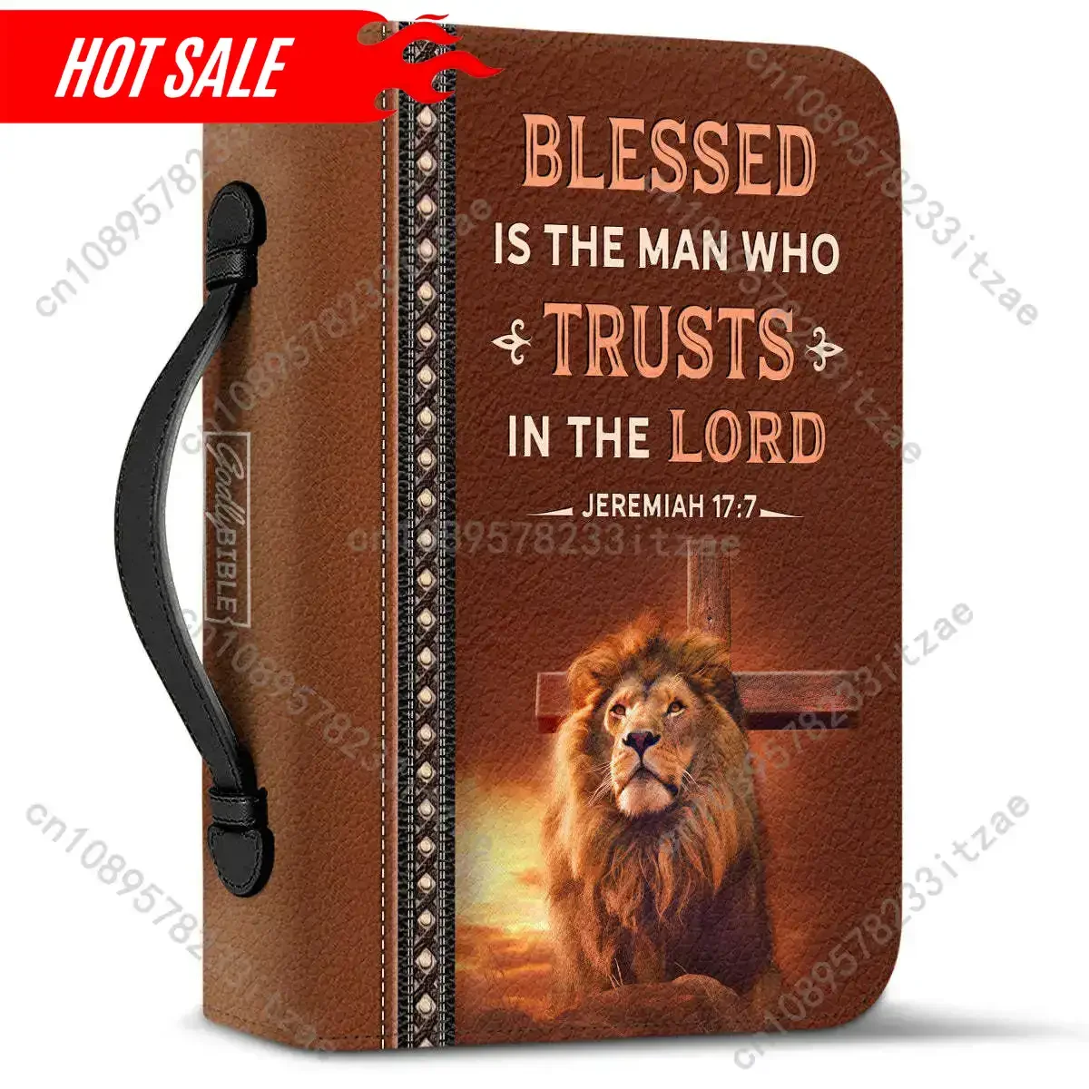 

Hot Christianity Church Bible Bag Jesus Lion Cross Bible Verse Design Bible Cover Case for Women Leather Book Holy Storage Boxes