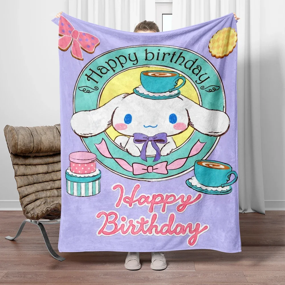 

Одеяло с HD-принтом Cinnamoroll, легкое фланелевое покрывало для кровати, путешествий, кемпинга, гостиной, офиса, дивана, стула