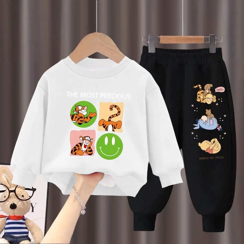 winter Boys Clothes long sleeve& trousers 2 Pieces Set Teenage Girl & Boys Printed Cartoon Fashion Casual Top & Bottom Out