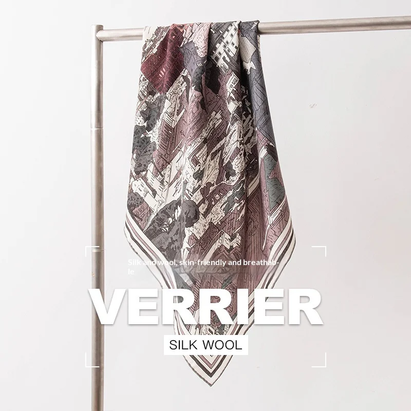 Double-sided British construction Warm wool square scarf Fashion versatile commuter shawl Light luxury High-end scarf Women
