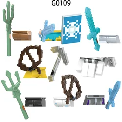 The Action Figures Trident Shield Pick Archer Weapons Pants Hair Parts Model Blocks MOC Bricks Set Gifts Toys For Children G0109