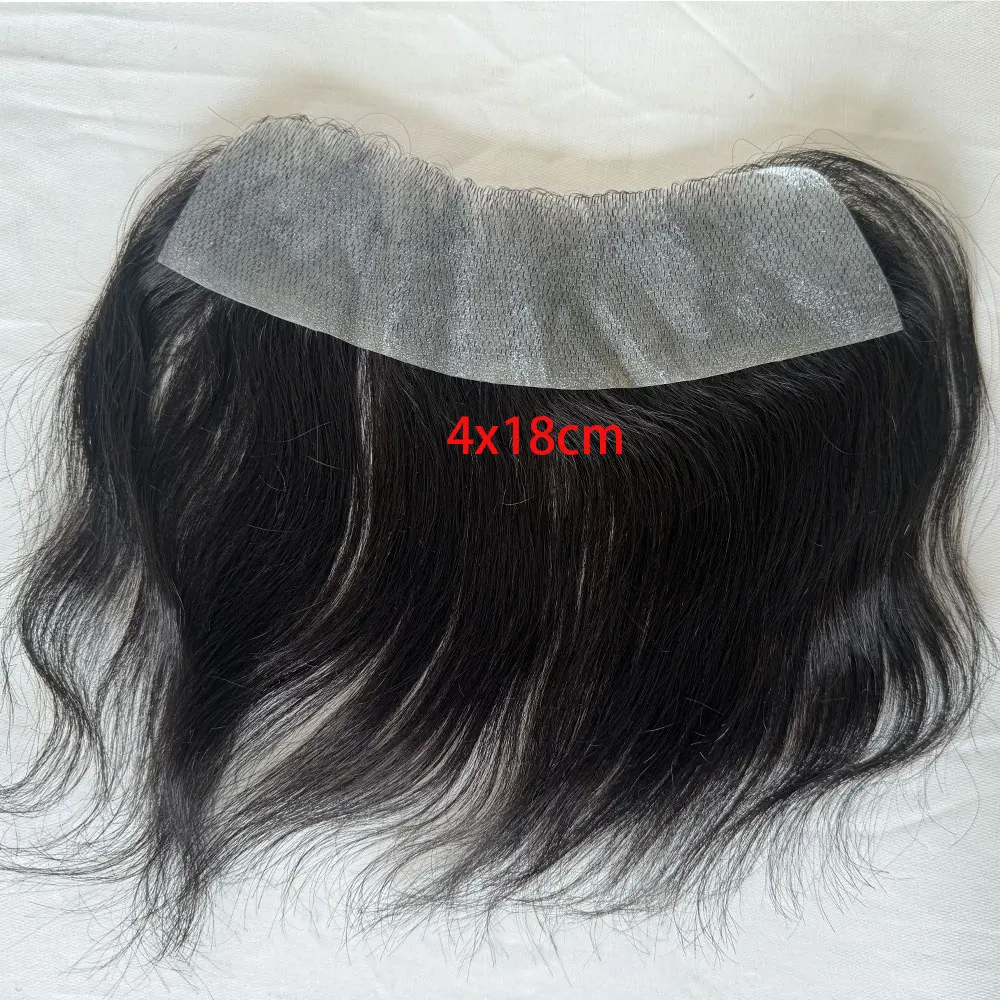 Hairpiece frontal para mulheres, extensões de cabelo humano, linha fina da testa, PU pele Toppers, cabelo substituição Toupee, preto 1B cor