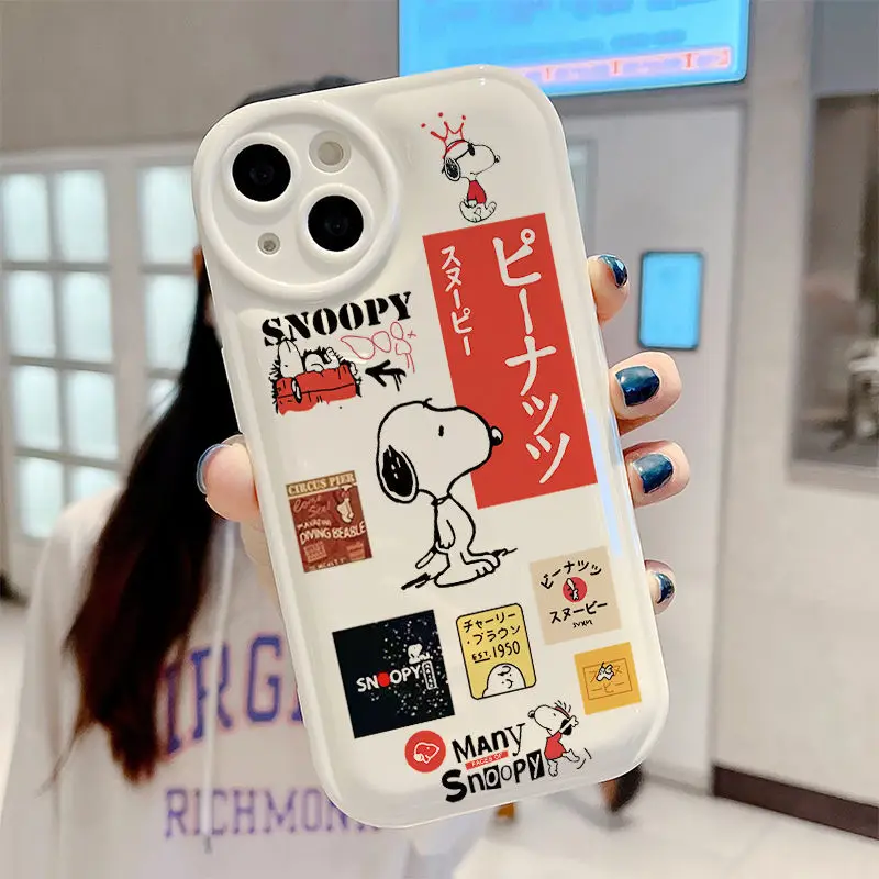 เคสโทรศัพท์ลายอนิเมะ Snoopy นักบินอวกาศ Universe Puppy สำหรับ iPhone 15 14 14 13 11 PRO MAX XR XS MAX 14 PLUS เคสน่ารักกันกระแทก