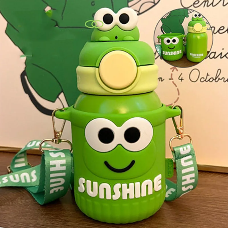 

Kawaii Sanrioed Keroppi Thermos Cup 550Ml Cartoon Girl Child Creativity Water Cup Kettle Anime Peripheral Couple Festival Gift