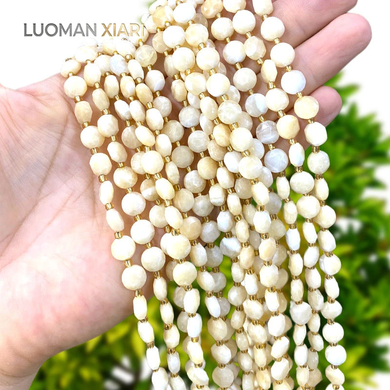 Großhandel 8mm Facettierte Rondelle Naturstein Reis Gelbe Jade Zwischenperle für Schmuckherstellung DIY Armbänder Anhänger Zubehör – Detail 2