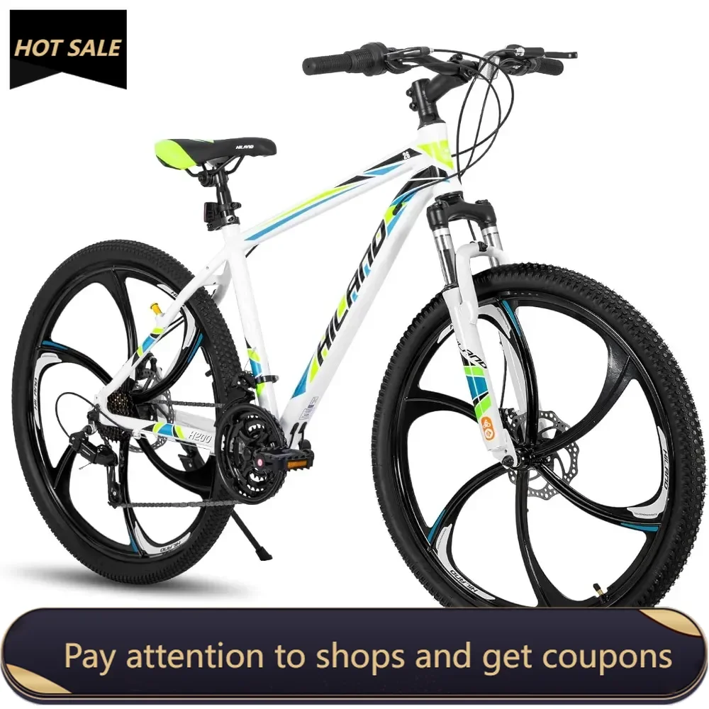 

Mountain Bike，6/Multi-Spokes, 21 Speeds Drivetrain，Aluminum Frame 26 Inch Wheels，Disc-Brake Bike for Men Women Men's MTB Bicycle