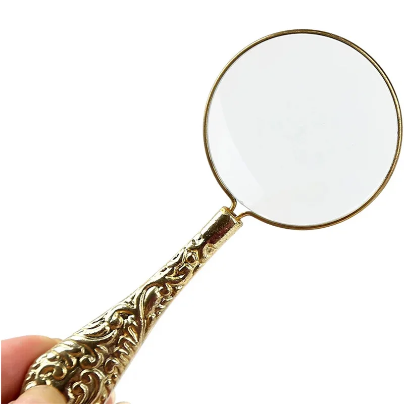 High-grade Metal Magnifying Glass Exquisite Magnifying Glass Hand-held Portable Magnifying Glass for Students and The Elderly 4X