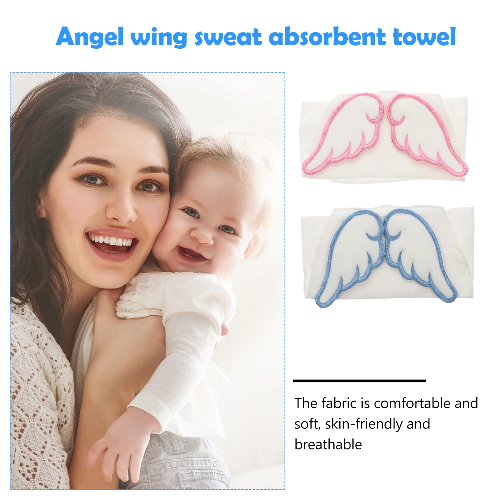 

2pcs Angel Wings Sweat Towel Comfortable Cotton Baby Towels Absorbent Multi layered Foldable Infants Room Supplies