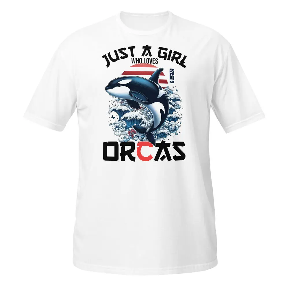 Orca Whale Women's Unisex Cotton T-Shirt Just a Girl Who Loves Orcas Japanese