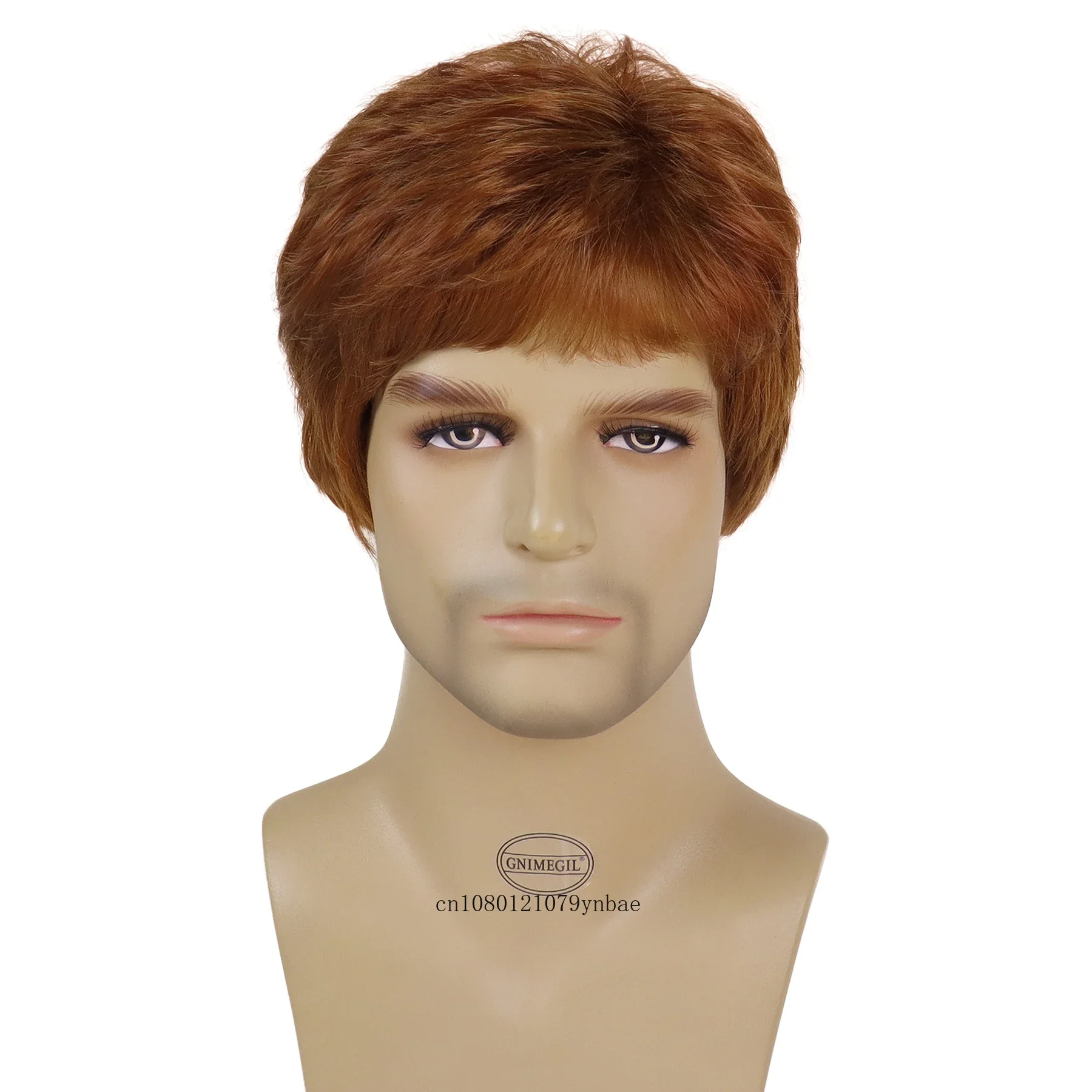 Orange Wigs for Men Synthetic Short Haircuts Cosplay Wig with Bangs Halloween Costume Carnival Party Wig Male Guys Boys Anime