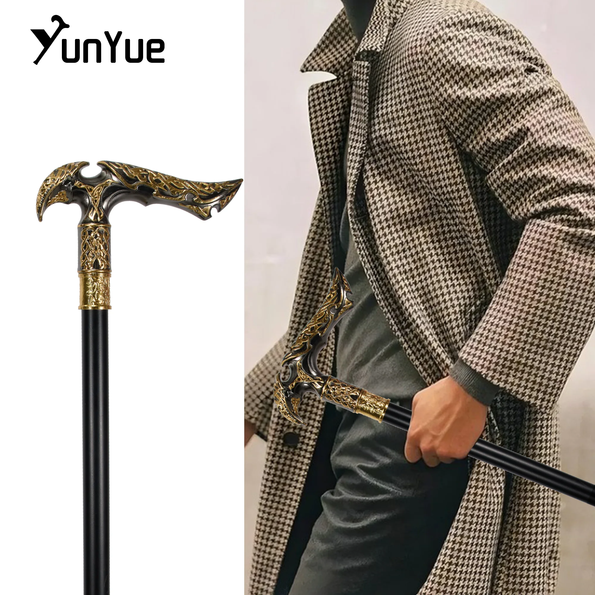 Luxury Black and Gold Flower Wheatear Pattern Fashion Walking Stick Gentlemen Elegant Vintage Walking Canes Lady Party Cane