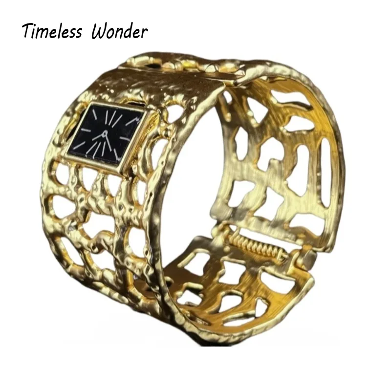 

Timeless Wonder Retro Cutout Geo Cuff Bangles for Women Designer Jewelry Punk Goth Runway Medieval Top Party Rare Mix 7726