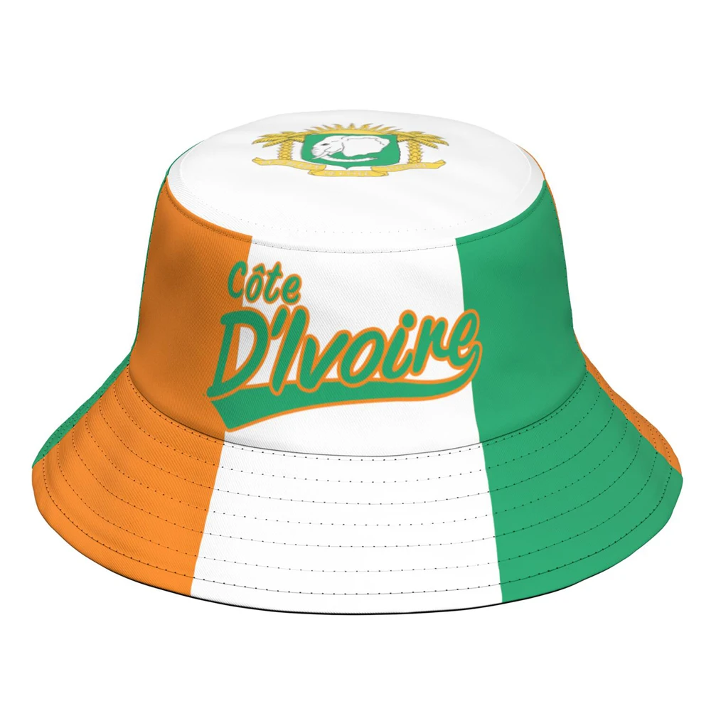 Cote D'ivoire Fisherman Hats Custom Made Name Team Logo Bucket Cap Travel Ivory Coast Nation French D Ivoire Flag Headgear
