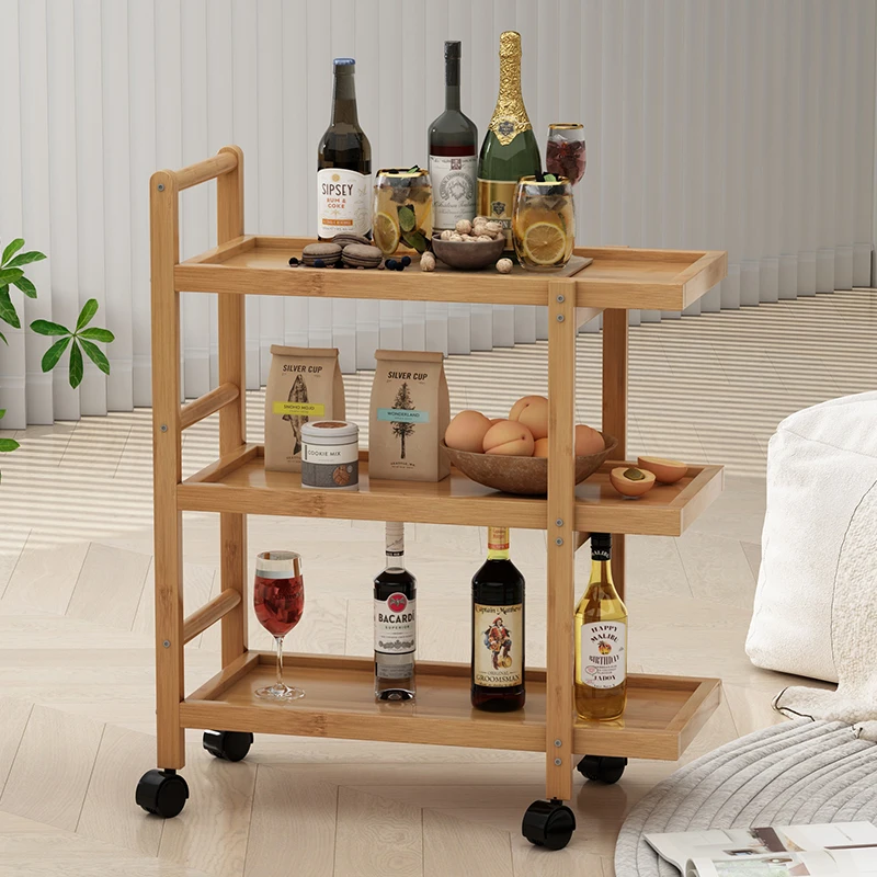 Simple household mobile coffee table cart small dining car living room storage car side shelf sofa side table small apartment