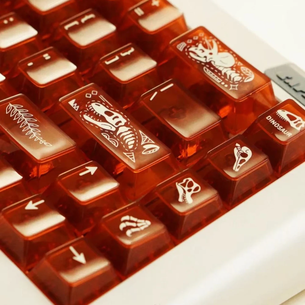 

Набор клавишных колпачков Fossil Amber, 145 клавиш, ПК/ПБТ, изготовленная на заказ полупрозрачная клавиатура, игровой колпачок с вишневым профилем для механической клавиатуры