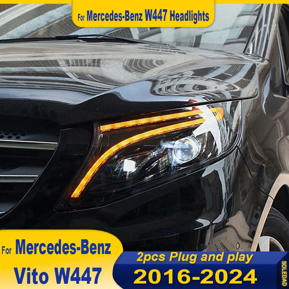 

LED HeadLamp for Benz Vito LED Headlight 2016-2024 Headlights W447 DRL Turn Signal High Beam Angel Eye Projector Lens
