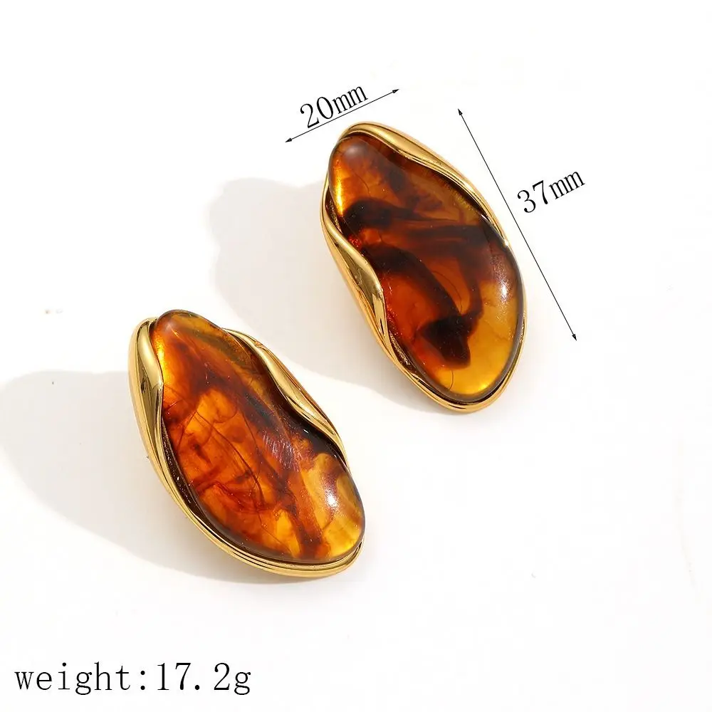 Stainless Steel Resin Amber Earrings Lightweight Translucent Chunky Hoop Earrings Hypoallergenic Acrylic Teardrop Earrings Gifts