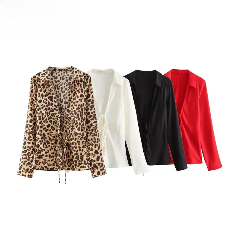 

ZBZR Faionable Long Sve irt with Knot Design Ele Collar Street Sle Polyester Fiber Skin-friendly Breat...