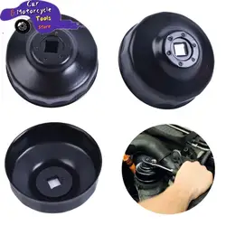 Llave tipo tapa de filtro de aceite de coche de acero negro, 76mm, 14 flautas, con enchufe de accionamiento de 3/8