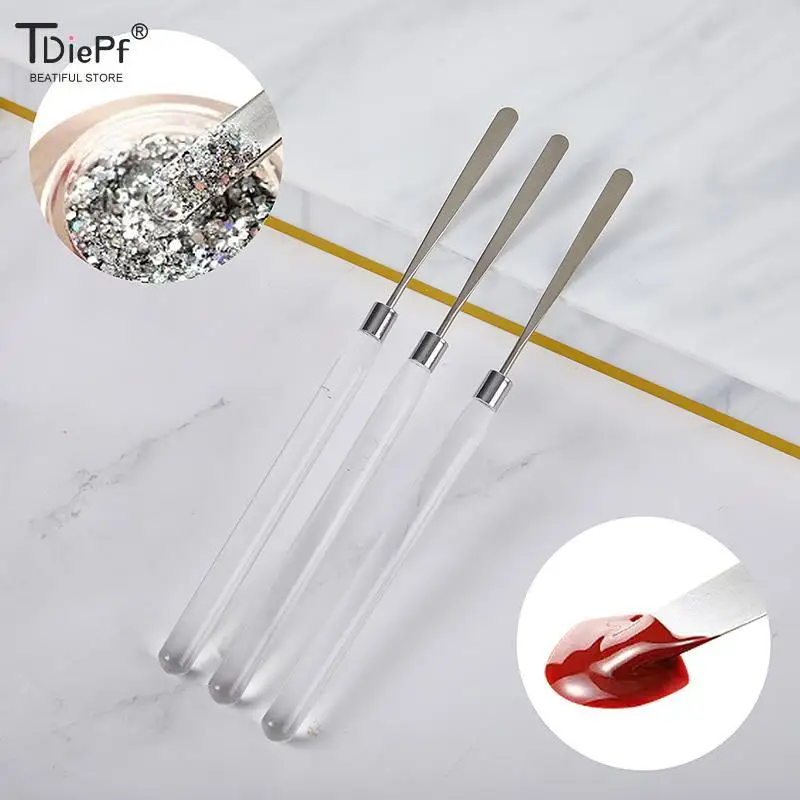 1 ชิ้น Nail Art Stirring Rod สแตนเลสอะคริลิคผง UV เจลกวนเล็บเครื่องมือ Spatula Pin เล็บอุปกรณ์เสริมและเครื่องมือ