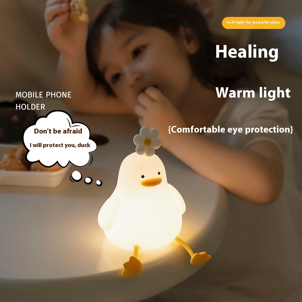 Daisy Duck Night Light, Silicone Tap Sensor Kids Bedside Lamp, Cute Eye-Protecting Nursery Sleep Light for Children