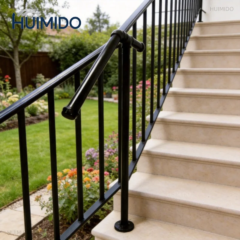 Elderly Person Handrails for Outdoor Steps, Water Pipe Iron Stair Railing Fits 1 To 2 Steps, Handle with Installation Kit, Black