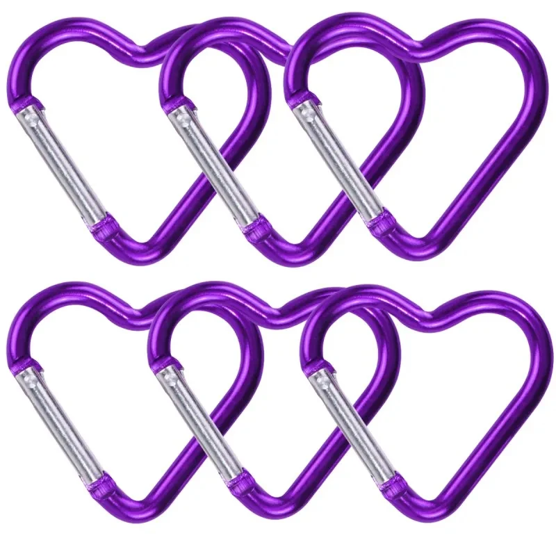 6 stuks duurzame hartvormige karabijnhaak sleutelhangerclip voor OutdoorAdventures - perfect voor kamperen, wandelen en reizen
