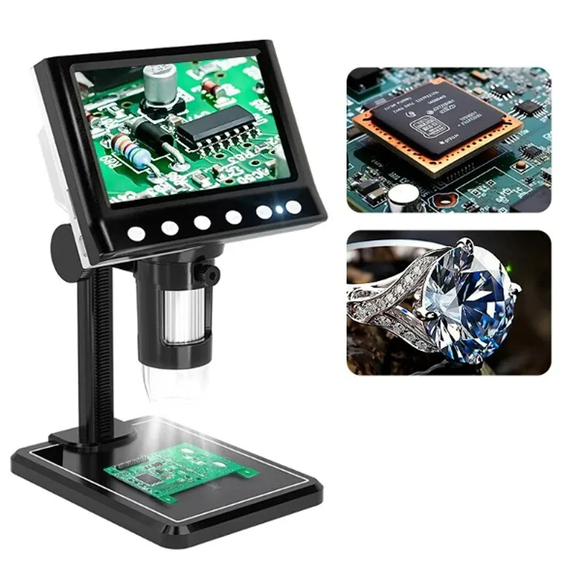 4.3 In LCD Digital Microscope 40-1000X Soldering Microscope for Error Coins USB Magnifier Micro Microscope with 8 LED High Stand