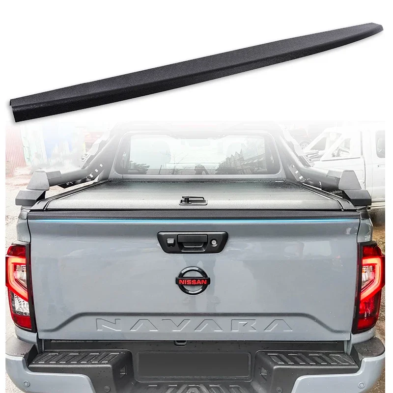 Protector de tapa trasera, cubierta trasera, puerta trasera, embellecedor de camión para NISSAN NAVARA 2021-2022, estilo de coche negro, 1 unids/set