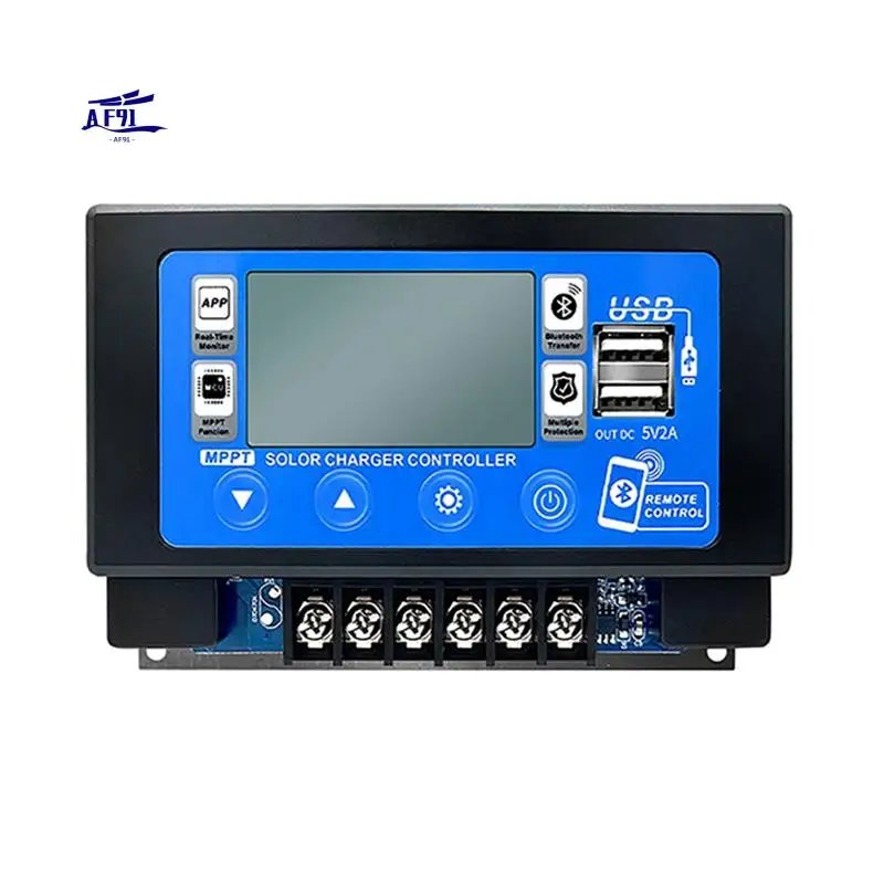 

AF91-Solar Charge Controller Bluetooth MPPT Controller With LCD Display Dual USB Support 12V/24V Battery