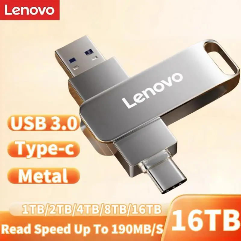 Lenovo 16TB USB 3.0 Flash Drives High Speed Transfer Metal Pendrive Memory Card Pendrive Flash Disk Memoria Waterproof Stick