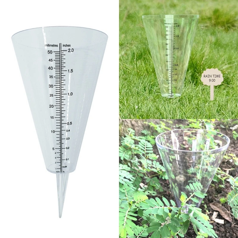 Outdoor Cone-shaped Rain Gauge Practical and Accurate Yard Rainfall Gauge for Kid Girl Boys DIY Craft Tool Rain Gauge E65B