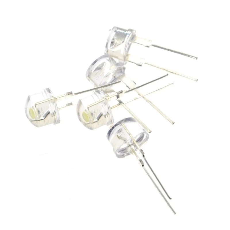 10PCS NEUE F8 8mm 0,5 W 3,0-3,2 V strohhut LED Weiß Super helle LED lampe weitwinkel Transparent LED Lampe Strohhut LED