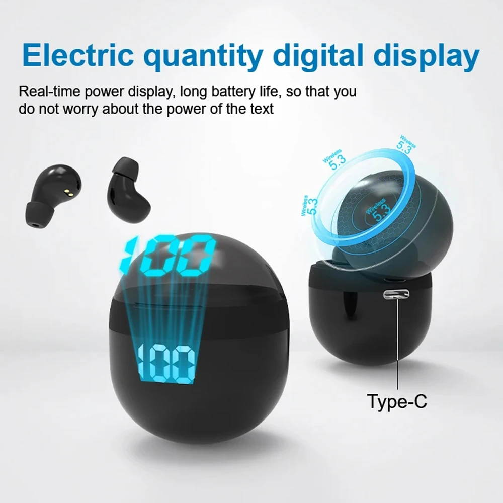 SK18 Mini Invisible Headphones Wireless Bluetooth 5.3 Headphones Bass Sleeping Headphones with Microphone Noise Cancellation HD