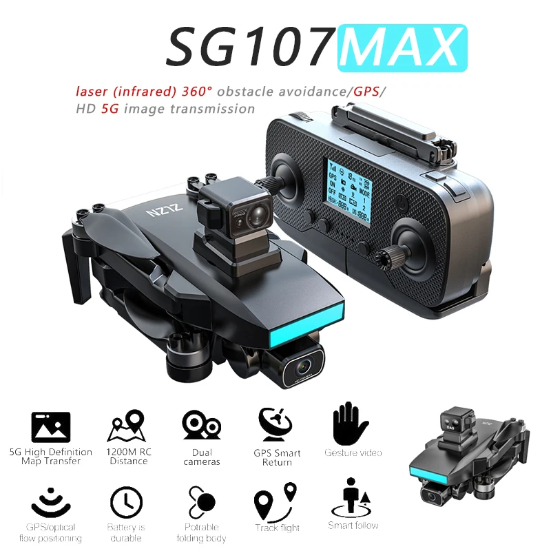 

HOT SG107MAX Drone Professional 4K Camera GPS 5G WIFI Obstacle Avoidance Brushless Motor Mini RC Drone