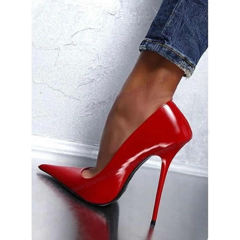 Black Patent Leather Pointy Toe Pumps Stilettos High Heels Sexy Shoes for Women Solid Color Party Shoes 2023 Zapatos Para Mujere