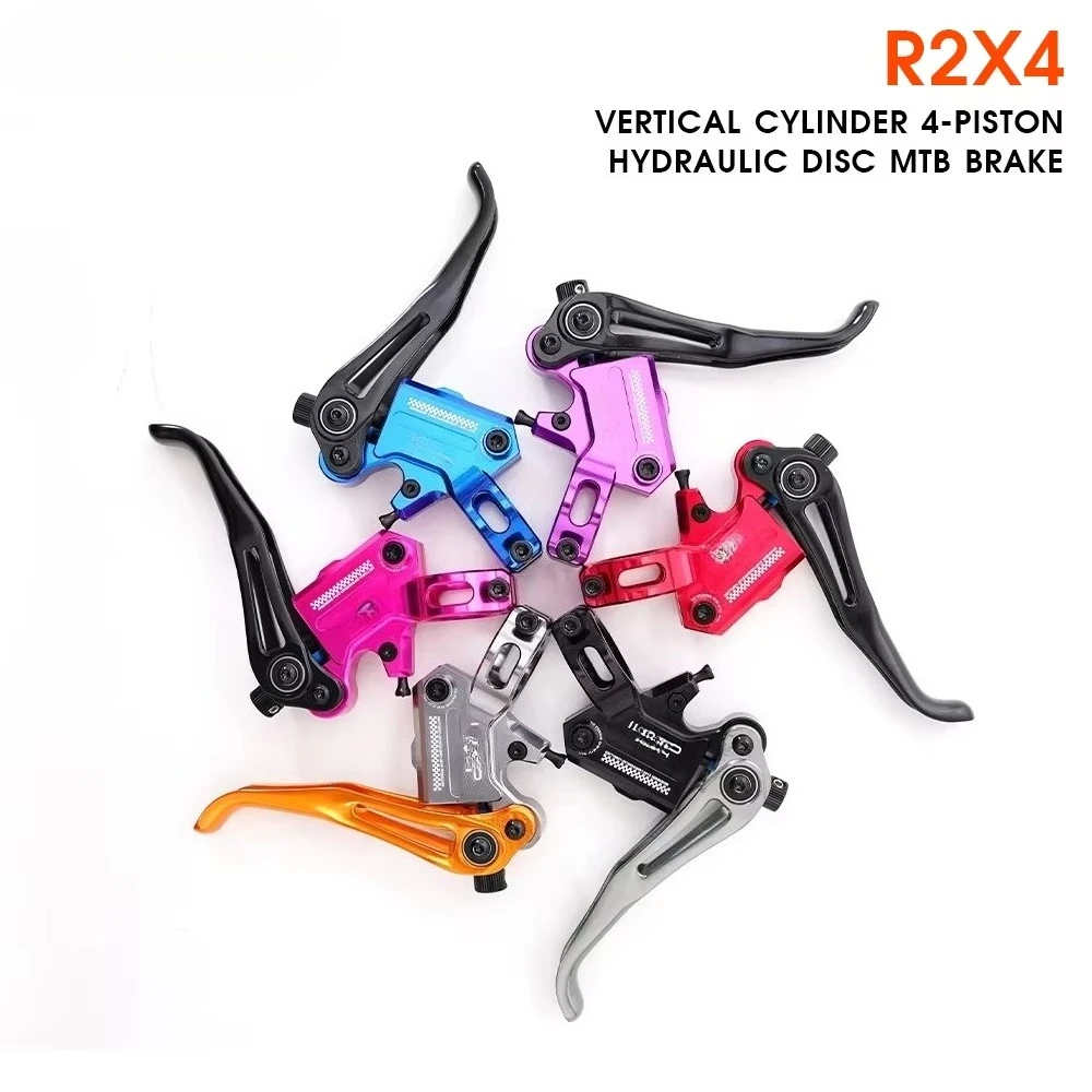 Hydraulic Disc Brake, 4-Piston Caliper with Internal Routing & Quick Release, Mountain Bike Brake for XC AM Climbing Off-Road