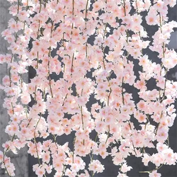 1 pz fiori artificiali ghirlanda di vite Sakura per la decorazione dell'arco di nozze casa camera giardino sfondo decorazione della parete viti di fiori finti