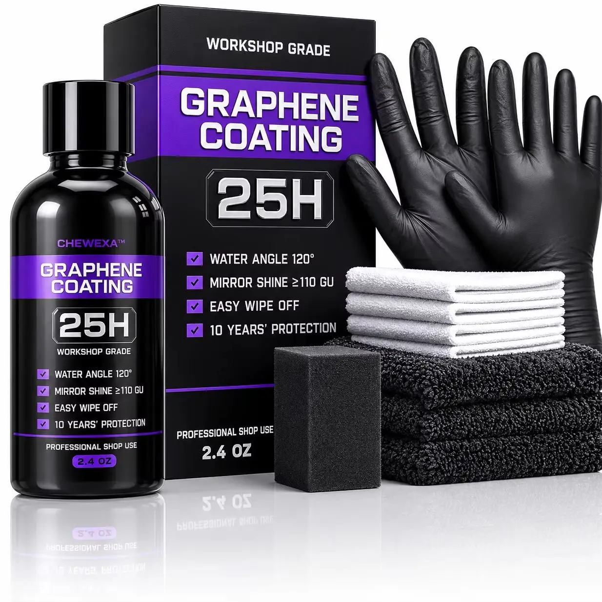

Graphene ceramic Coating 25H –Hydrophobic Car Paint Protection coating Scratch Repair High Gloss Durable
