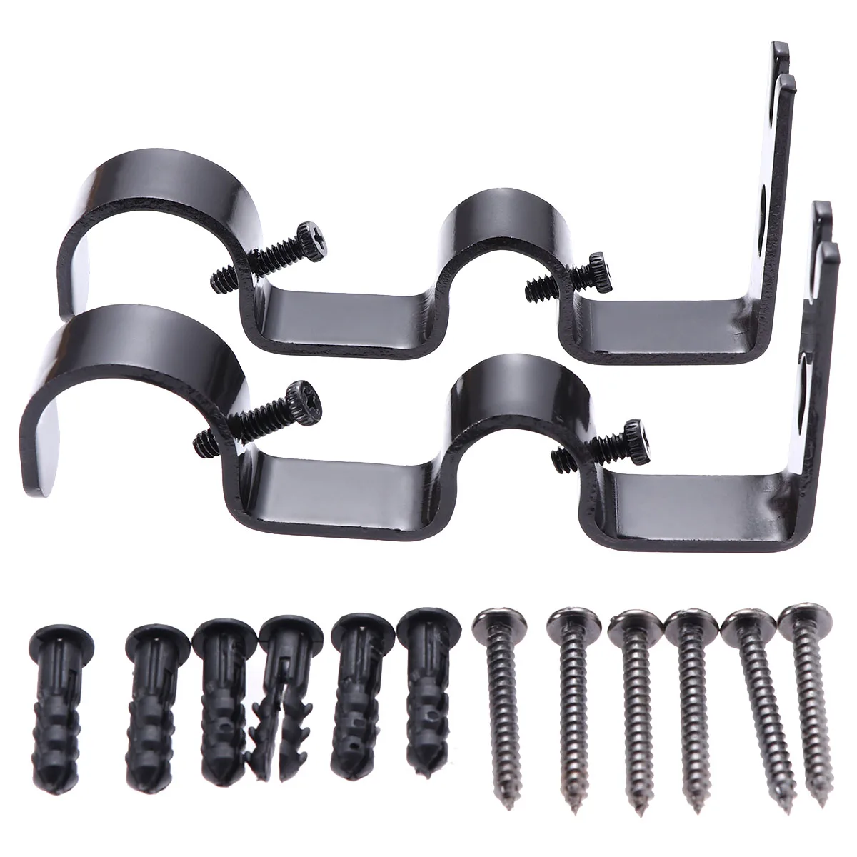 

2 Pcs Curtain Rod Accessories Curtains Rods Drapery Bracket Pole Thicken Holder Mounting