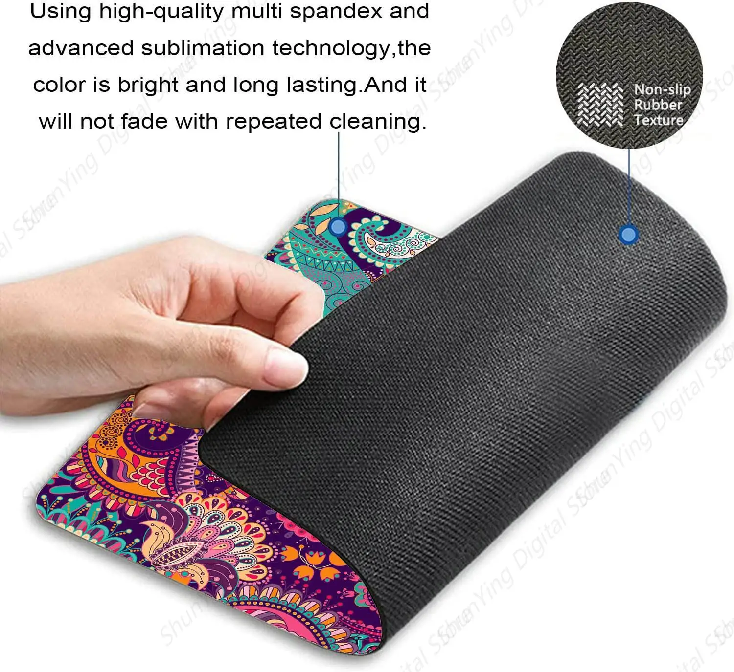 Colorful Ethnic Mouse Pad Bohemian Style Mandala Style Flower Pattern Anti Slip Rubber Mouse Pad 25*30cm