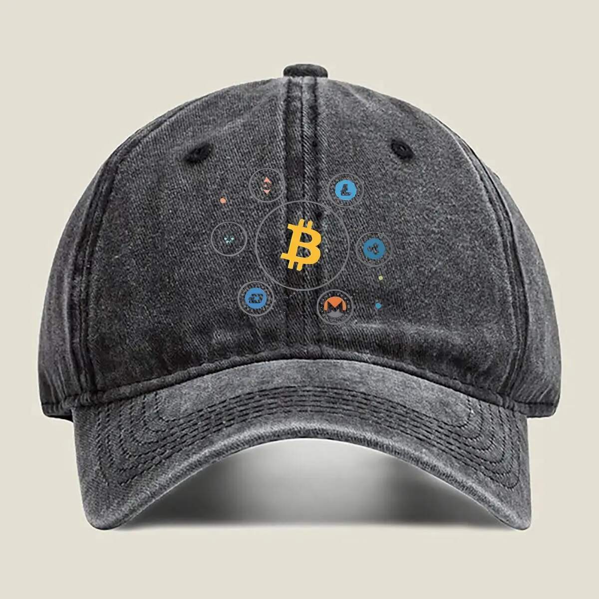 

“Crypto Coins Tech, Finance Design” Washed Baseball Cap