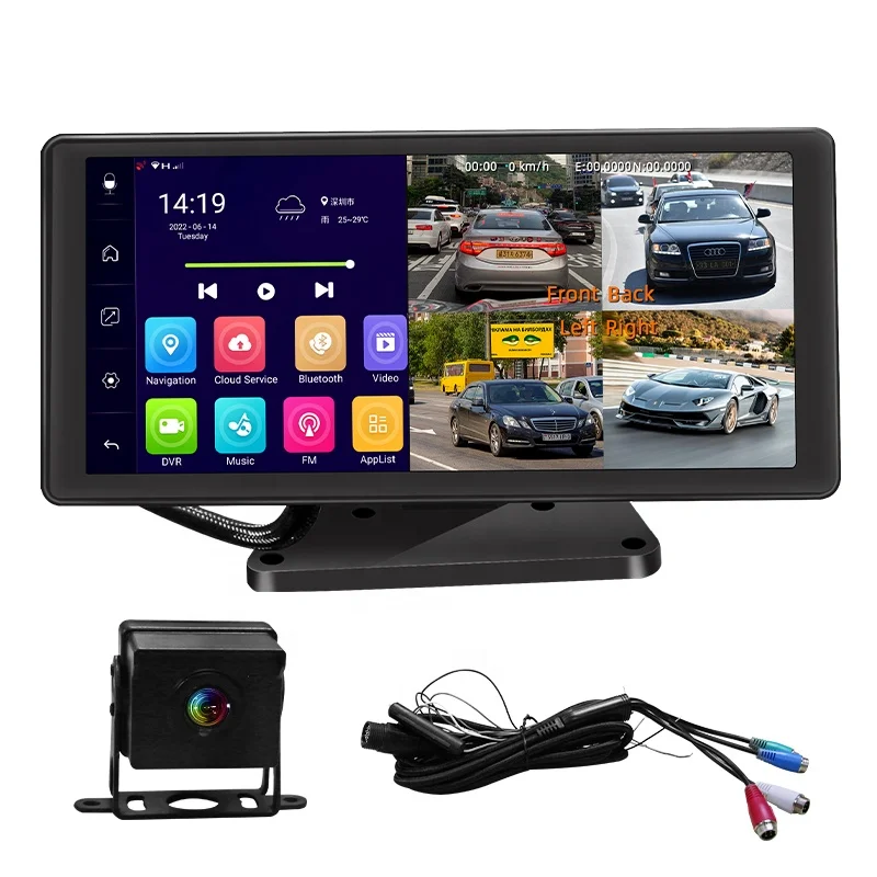 

4 Ch Panoramic 360 Dashcam With Gps 10.36 Inch Adas Android On-dash Rearview Mirror 4g Wifi Gps Car Dvr Cameras Video Recorder