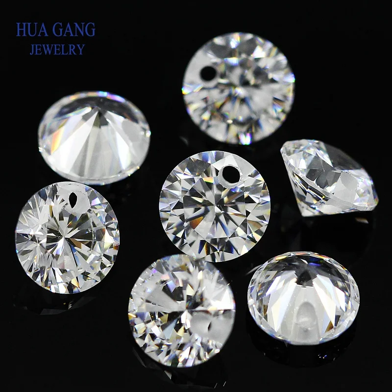 

Single Hole AAAAA Round Brilliant White Cubic Zirconia Stone For Jewelry Making 3-16mm High Quality Stone Beads With Hole CZ