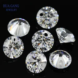 Single Hole AAAAA Round Brilliant White Cubic Zirconia Stone For Jewelry Making 3-16mm High Quality Stone Beads With Hole CZ