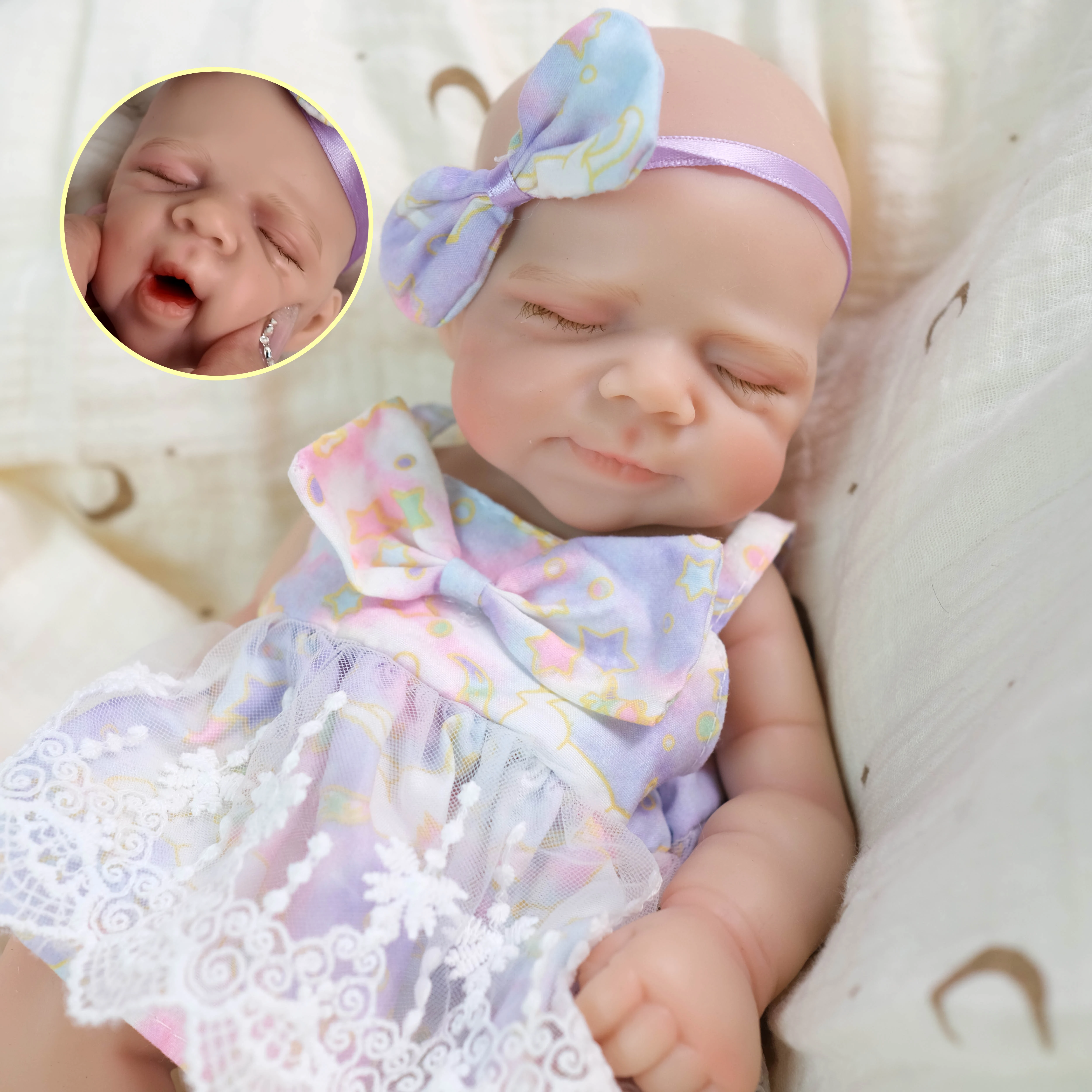 Npk 32cm tamanho premie platina silicone artesanal pascale super macio flexível elástico boca completa pode abrir pequeno item premie