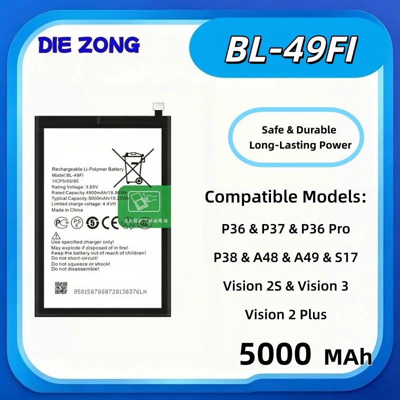 BL‑49FI Replacement Phone Battery for Itel P36 / P37 / P36 Pro / P38 / A48/ A49 /S17Brand‑New Long‑Lasting Battery Life In Stock