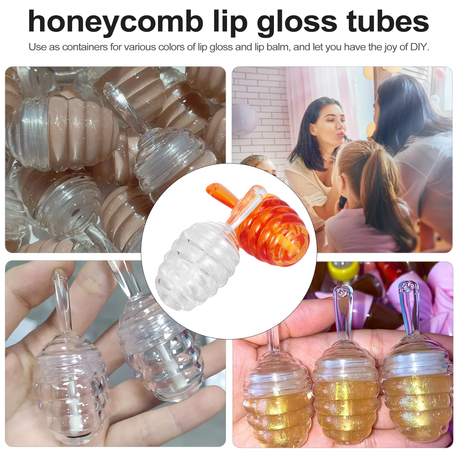 10 Stuks DIY Lipgloss Buizen Clear Honingraat Lippenbalsem Container Lege Buis Herbruikbare Lichtgewicht Glans Fles voor Custom